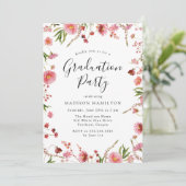 Elegant Pink Spring Floral Photo Graduation Party Invitation (Standing Front)