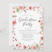 Elegant Pink Spring Floral Photo Graduation Party Invitation (Front)