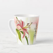 Elegant Pink Stargazer Lily Floral Photography Latte Mug (Left Angle)