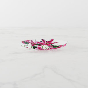 Elegant Pink Stargazer Lily Trinket Tray