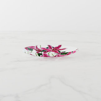 Elegant Pink Stargazer Lily Trinket Tray