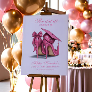 Elegant Pink Stilettos & Grad Cap Grad Welcome Foam Board