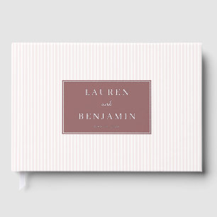 Elegant Pink Striped Minimalist Foil Guest Book