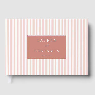 Elegant Pink Striped Wedding Invitation Foil Guest Book