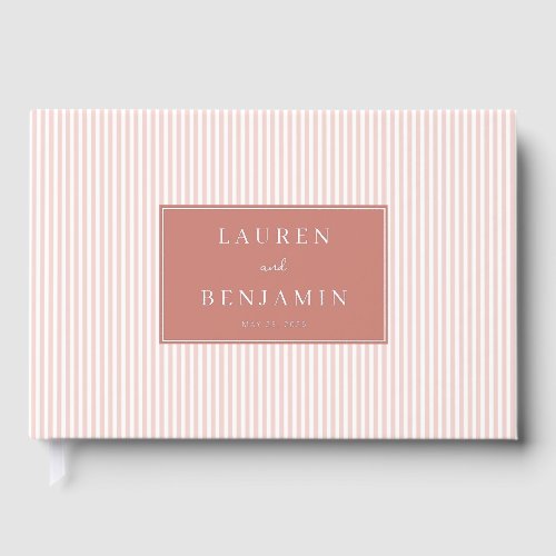 Elegant Pink Striped Wedding Invitation Foil Guest Book