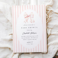Elegant Pink Stripes Bow Baby Shower Baby Shower