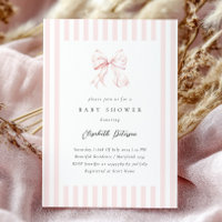 Elegant Pink Stripes Bow Baby Shower Baby Shower
