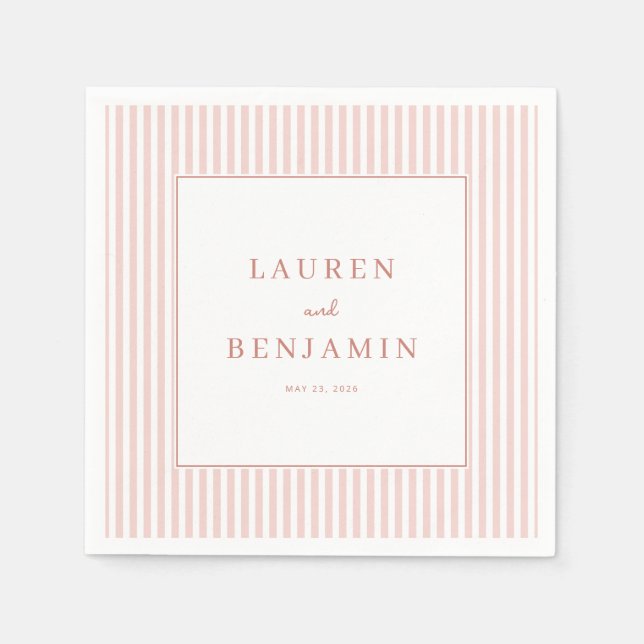 Elegant Pink Stripes Napkins (Front)