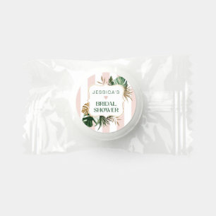 Elegant Pink stripes tropical girly bridal shower Life Saver® Mints