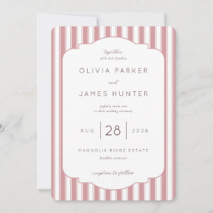Elegant Pink Stripes Wedding Invitation