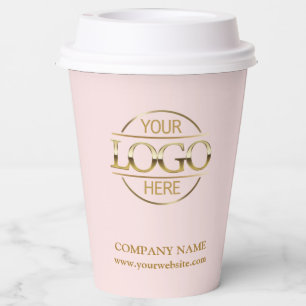 Elegant Pink Stylish Corporate Business Logo 12oz Paper Cups