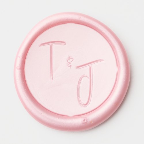 Elegant Pink Stylish Monogram Calligraphy Wedding Wax Seal Sticker