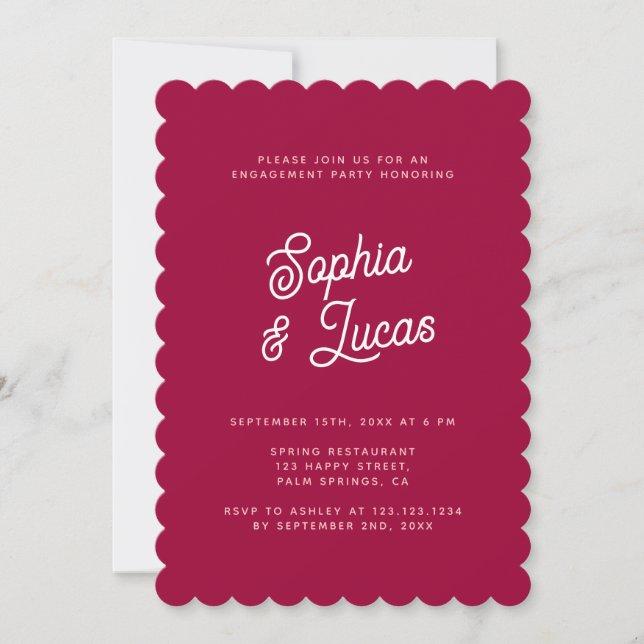 Elegant Pink Stylish Retro Engagement Party Invitation (Front)