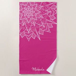 Elegant Pink Summer Floral Beach Towel
