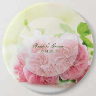 Elegant Pink Summer Rose Wedding Button