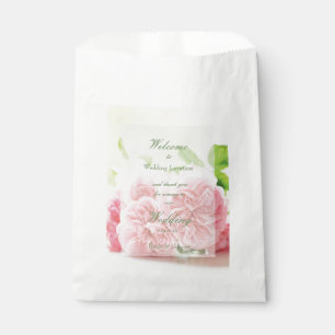 Elegant Pink Summer Rose Wedding Favor Bag