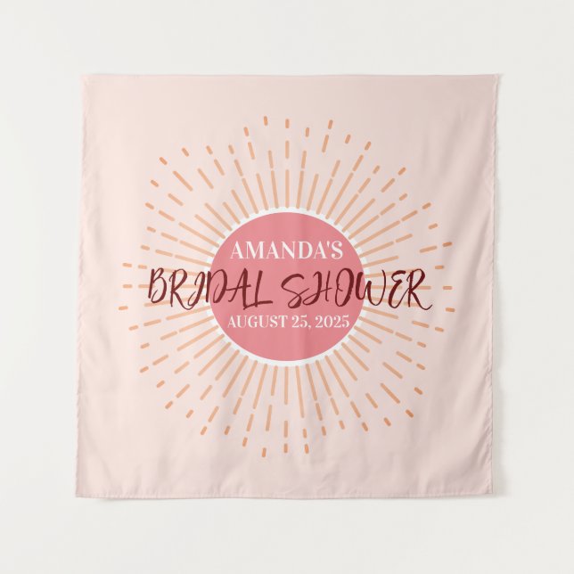 Elegant Pink Sun Wedding Photo Booth Backdrop (Front)