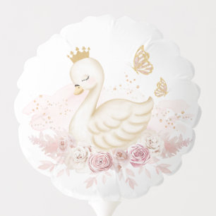 Elegant Pink Swan Princess Birthday Baby Shower Balloon