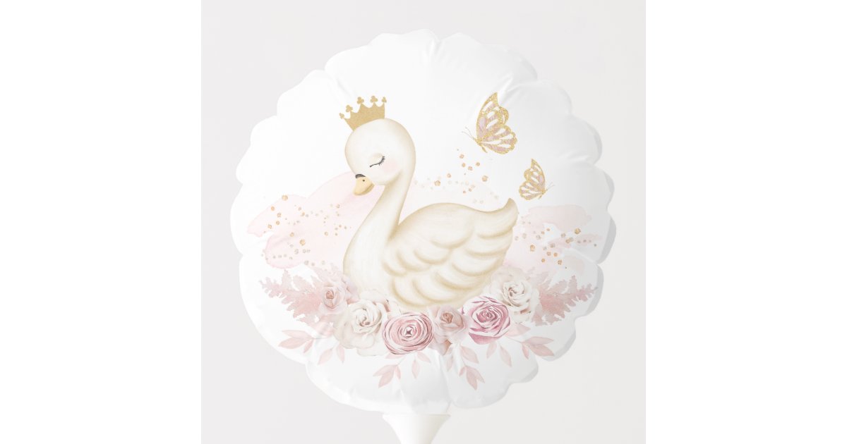 Elegant Pink Swan Princess Birthday Baby Shower Balloon | Zazzle