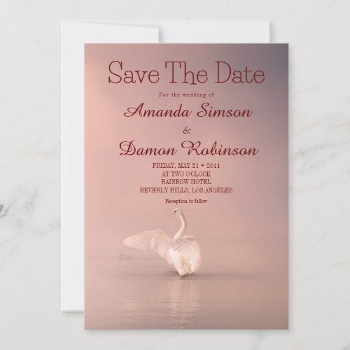 Elegant Pink Swan Save The Date Invitation