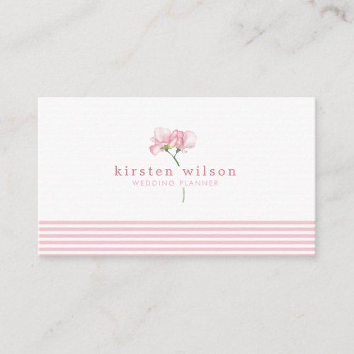 Elegant Pink Sweet Pea Flowers _ Personalized  Business Card