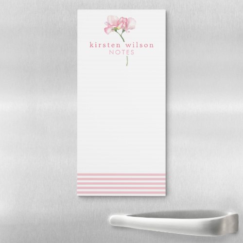 Elegant Pink Sweet Pea Flowers _ Personalized  Magnetic Notepad