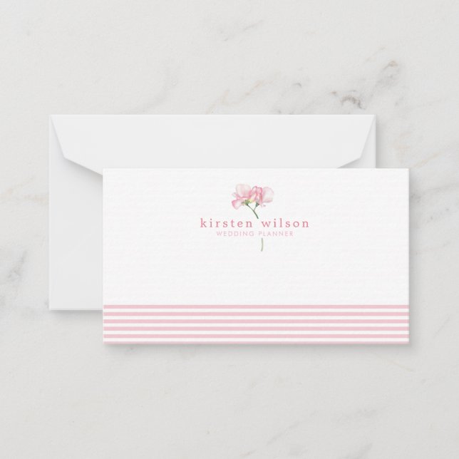 Elegant Pink Sweet Pea Flowers - Personalized Note Card (Front)