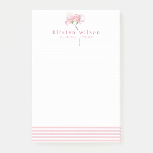 Elegant Pink Sweet Pea Flowers _ Personalized Post_it Notes