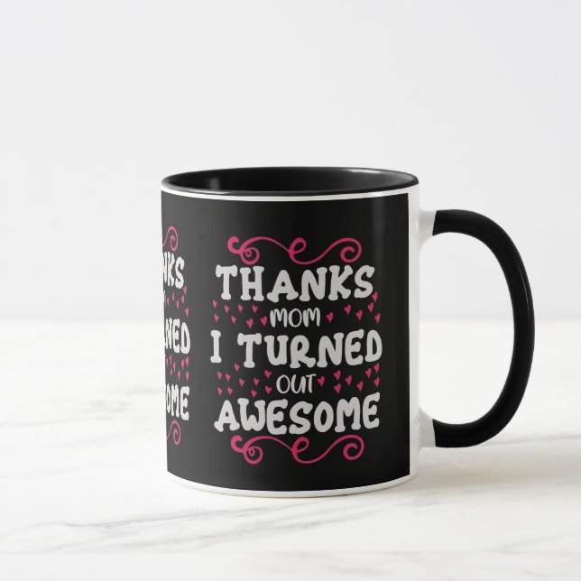 Elegant Pink Swirl Pattern Typography Two Tone Mug (Right)