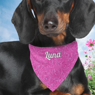 Elegant Pink Swirls Personalized Pet Bandana Collar