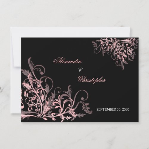 Elegant Pink Swirls Save the Date Announcement