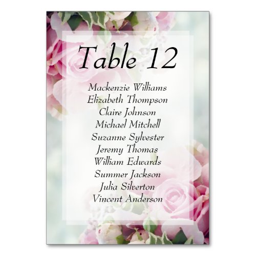 Elegant Pink  Teal Floral Wedding Seating Chart Table Number