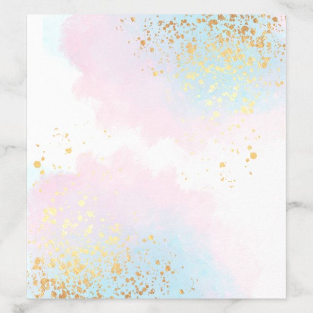 Elegant Pink Teal Watercolor Gold Confetti Wedding Envelope Liner (Design)