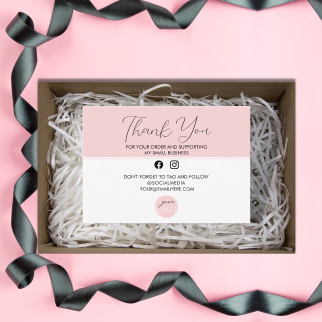 Elegant Pink Thank You Business Logo Package Enclosure Card (Creator Uploaded)