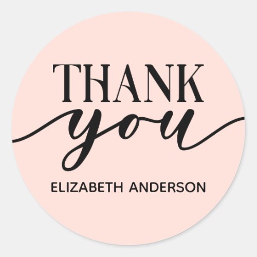 Elegant Pink Thank You Classic Round Sticker