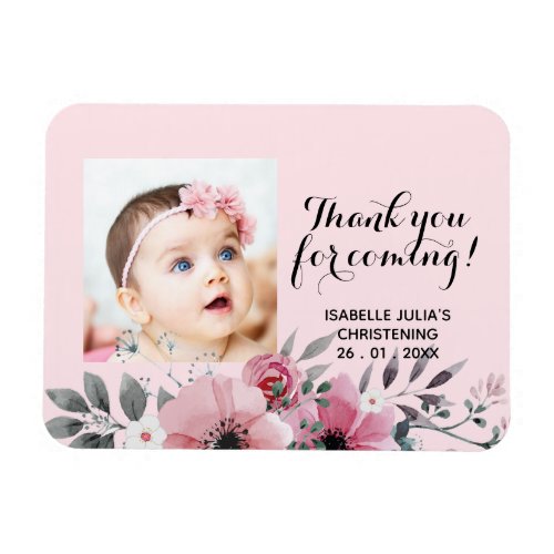 Elegant Pink THANK YOU FOR COMING Christening Magnet