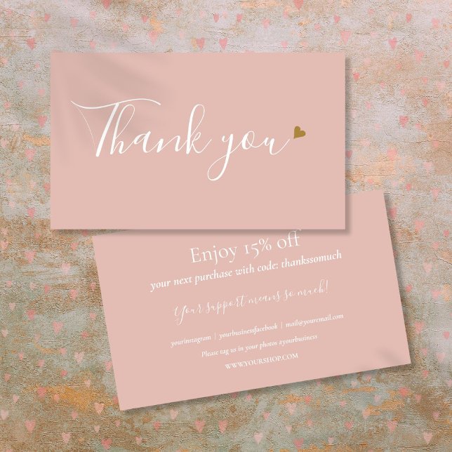 Elegant Pink Thank You For Shopping Discount Card (Elegant Pink Thank You For Shopping Discount Card)