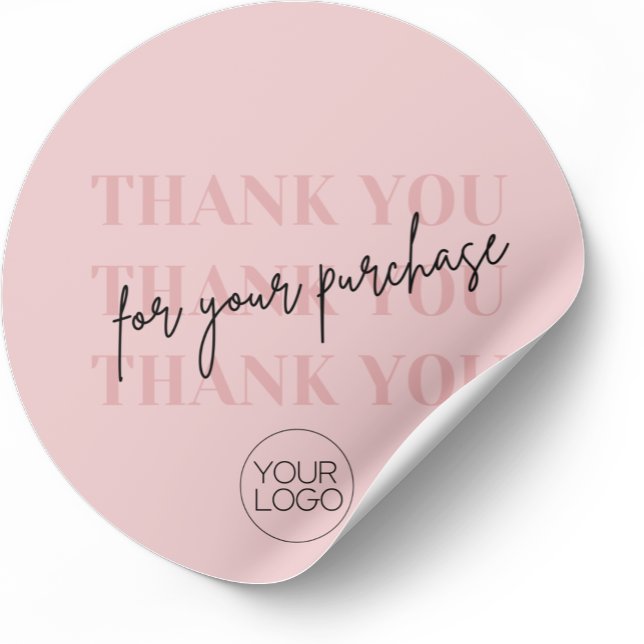 Elegant Pink Thank You For Your Purchase Business  Classic Round Sticker (Creator Uploaded)