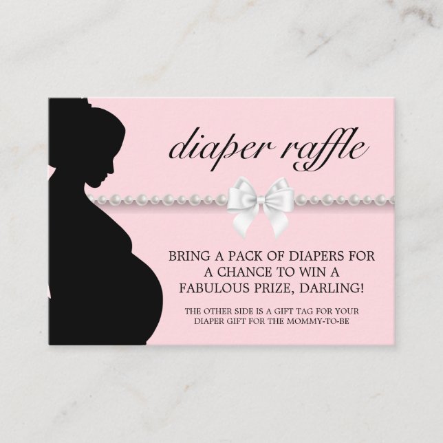Elegant Pink Tiffany Diaper Raffle Baby Shower Enclosure Card (Front)