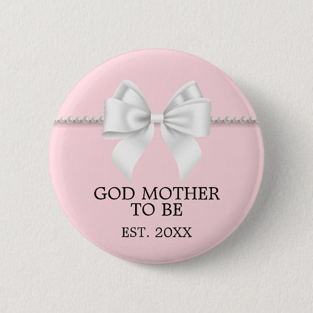 Elegant Pink Tiffany Theme God Mother Baby Shower Button (Front)