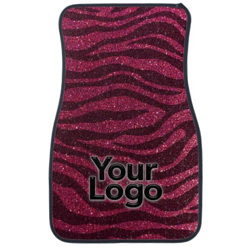 Elegant Pink Tiger Glitter Business Logo Classic Car Floor Mat