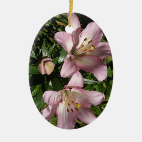 Elegant Pink Tiger Lilies Ceramic Ornament