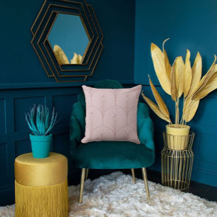 Elegant Pink Tiled Fan Design Throw Pillow