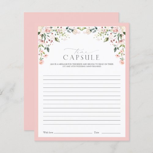 Elegant Pink Time Capsule Floral Shower Game