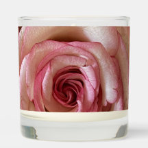 Elegant Pink Tipped White Rose Scented Jar Candle