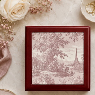 Elegant Pink Toile de Jouy French Country Scene Gift Box