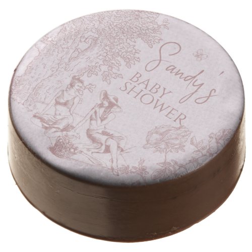 Elegant Pink Toile de Jouy Picnic Baby Shower Chocolate Covered Oreo