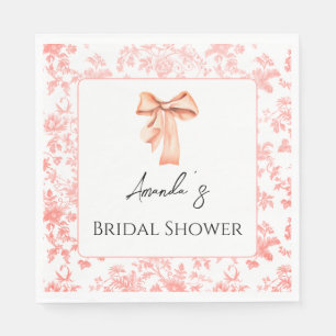 Elegant Pink Toile Floral Bridal Shower Brunch Napkins