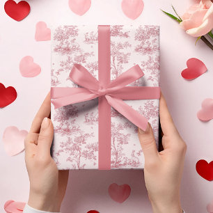 Elegant Pink Toile Pattern Easter Wrapping Paper