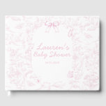 Elegant Pink Toile Print Girl Baby Shower Guest Book